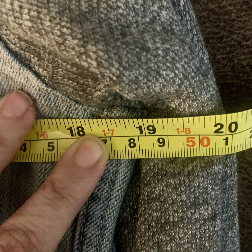 American Eagle Denim Jacket Hoodie Knit Sleeves Light Wash‎ S Small - Picture 7 of 7